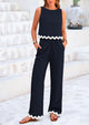 Sleeveless Tank Crop Top Wide Leg Pants Set