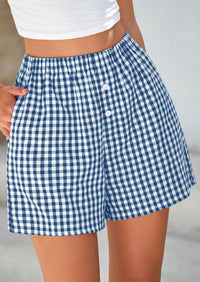 Womens Boxer Shorts 2025 Summer Casual Lounge Sleep Gingham Pajama Y2K Plaid Short Pants with Pockets