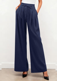 PRETTYGARDEN Women Wide Leg Pants Business Casual Elastic Waist Work Trousers Dressy Pants with Pockets PRETTYGARDEN