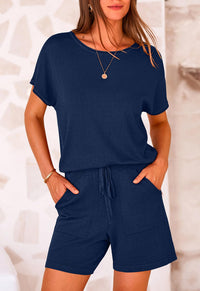 PRETTYGARDEN Two Piece Set for Women Summer Lounge Sets Shorts And Short Sleeve Tops Knitted Matching Travel Spring Outfits PRETTYGARDEN