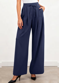 PRETTYGARDEN Women Wide Leg Pants Business Casual Elastic Waist Work Trousers Dressy Pants with Pockets PRETTYGARDEN