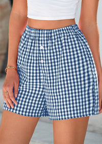 Womens Boxer Shorts 2025 Summer Casual Lounge Sleep Gingham Pajama Y2K Plaid Short Pants with Pockets