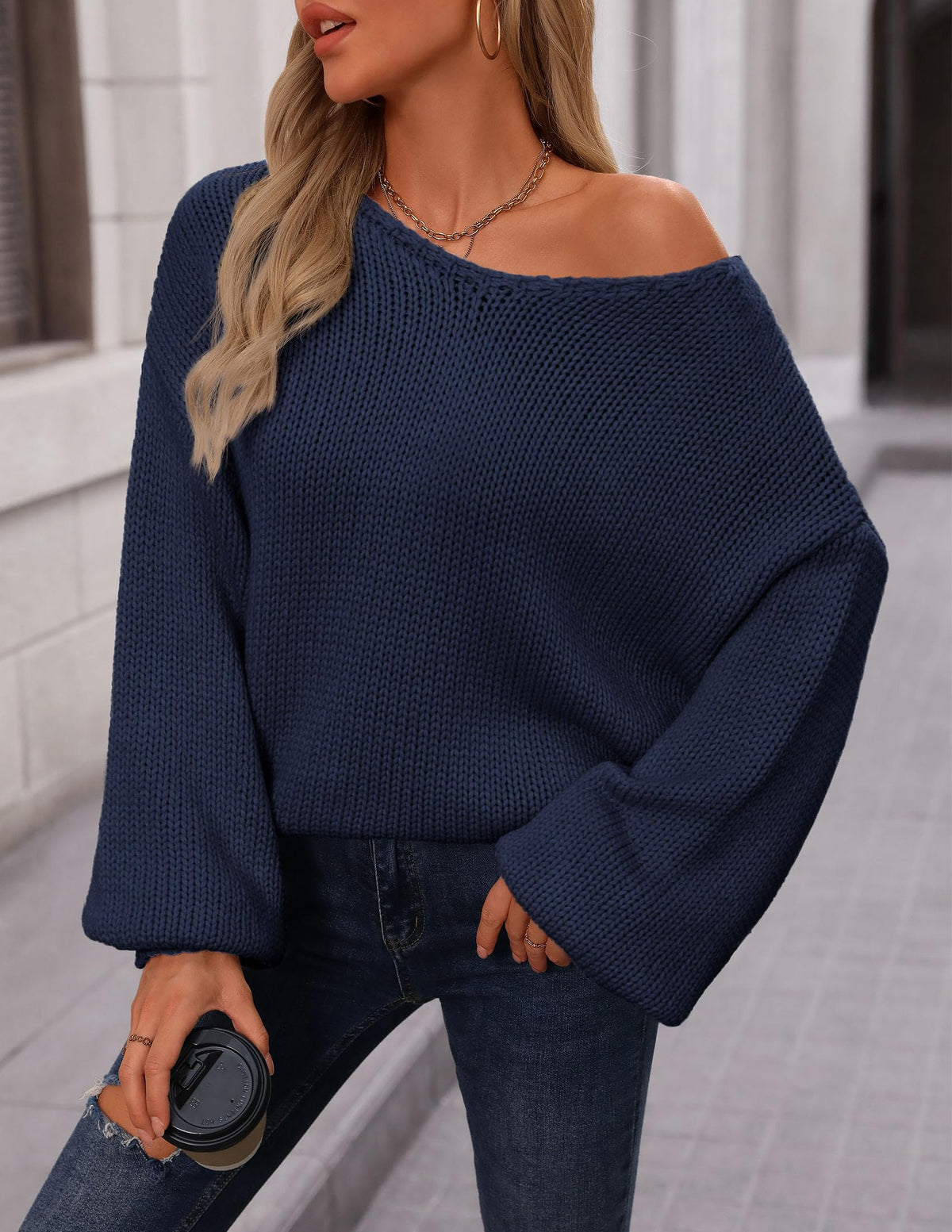 Fall Sweaters Chunky Loose Long Sleeve V Neck Oversized Dressy Casual Knit Pullover Tops