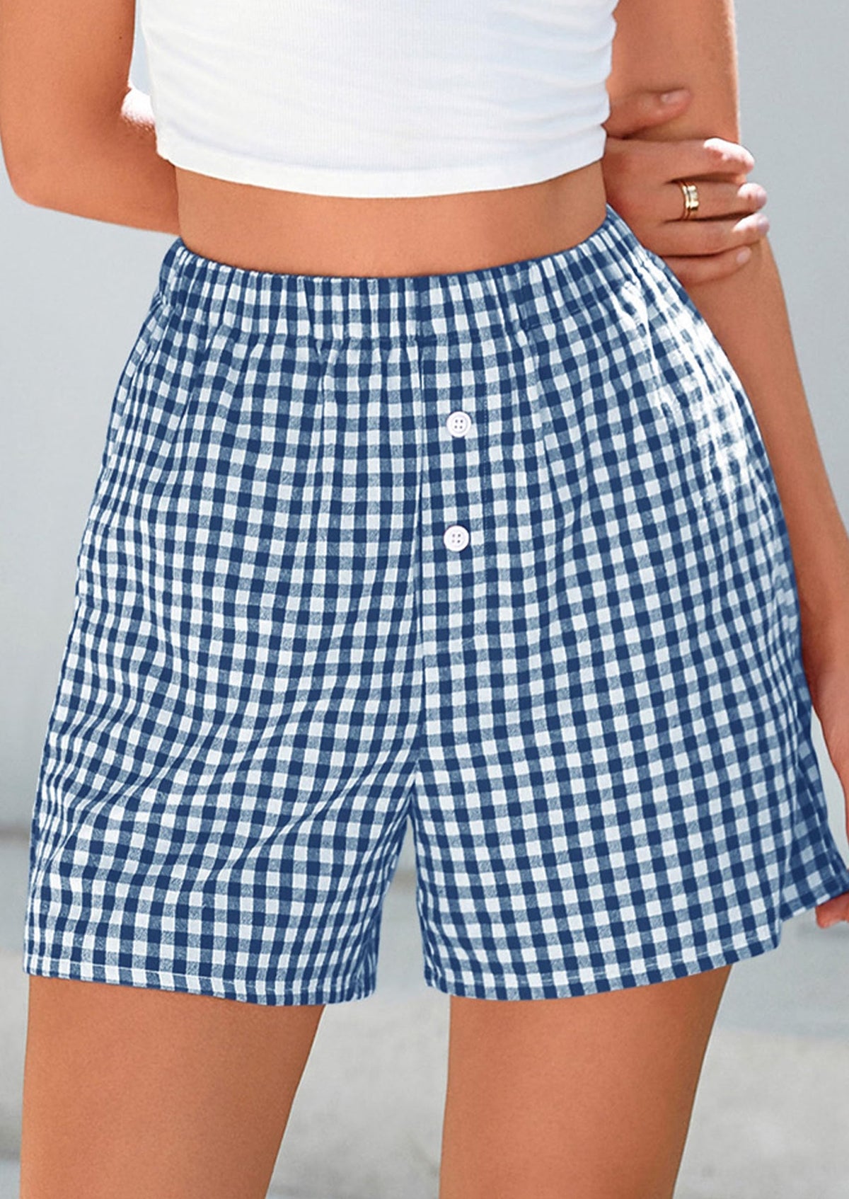 Womens Boxer Shorts 2025 Summer Casual Lounge Sleep Gingham Pajama Y2K Plaid Short Pants with Pockets