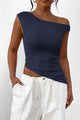 Summer Off The Shoulder Sleeveless One Shoulder Ruched Asymmetrical Y2K Tank Top