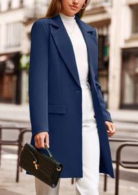 PRETTYGARDEN Women's Spring Fall Long Blazer Jackets Long Sleeve Lapel Pockets Loose Fit Work Casual Blazers Outerwear