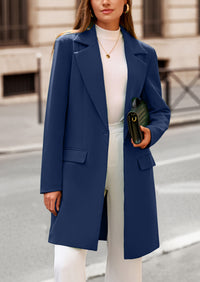 PRETTYGARDEN Women's Spring Fall Long Blazer Jackets Long Sleeve Lapel Pockets Loose Fit Work Casual Blazers Outerwear