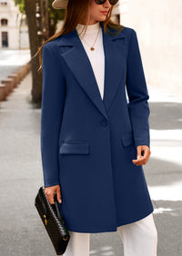 PRETTYGARDEN Women's Spring Fall Long Blazer Jackets Long Sleeve Lapel Pockets Loose Fit Work Casual Blazers Outerwear