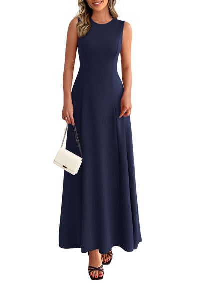 PRETTYGARDEN Women's Summer Tank Maxi Dress Spring Sleeveless Swing A Line Long Flowy Elegant Cocktail Dresses Pockets PRETTYGARDEN