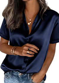 PRETTYGARDEN Women's Summer Button Down Shirts Short Sleeve Work Tops Dressy Blouses Spring Business Casual Outfits PRETTYGARDEN