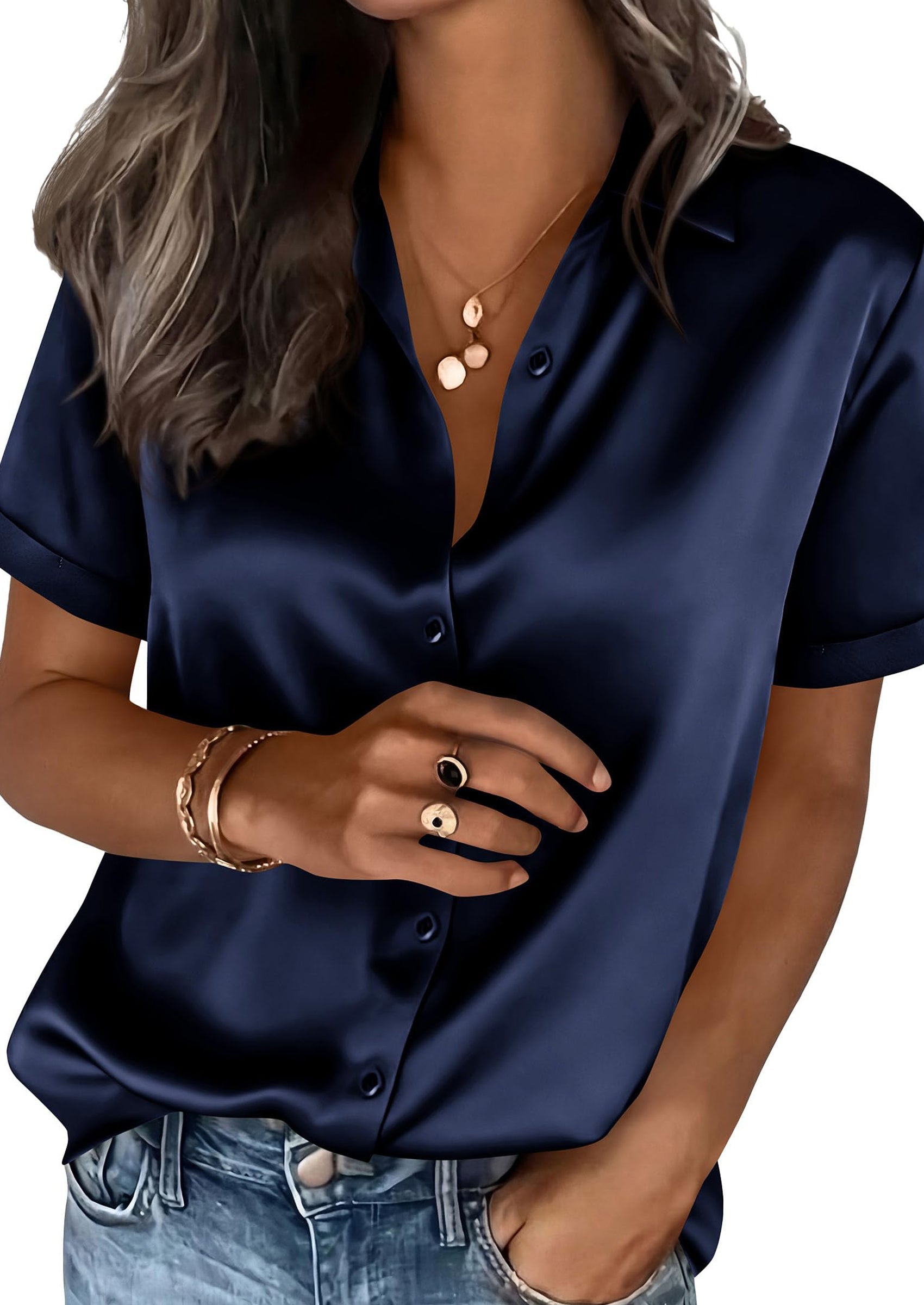 PRETTYGARDEN Women's Summer Button Down Shirts Short Sleeve Work Tops Dressy Blouses Spring Business Casual Outfits PRETTYGARDEN