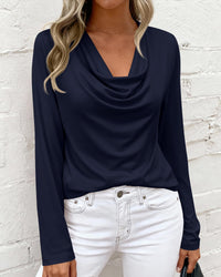 PRETTYGARDEN Womens Spring Tops Dressy Cowl Neck Long Sleeve Shirts Loose Business Casual Blouses Teacher Tunic Top PRETTYGARDEN