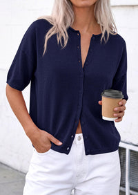 PRETTYGARDEN Women Spring Short Sleeve Cardigan Sweaters Button Down Knit Shirt Blouse Dressy Casual Tops Summer Outfits PRETTYGARDEN