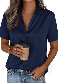 PRETTYGARDEN Women's Summer Button Down Shirts Short Sleeve Work Tops Dressy Blouses Spring Business Casual Outfits PRETTYGARDEN