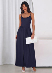 PRETTYGARDEN Womens Spaghetti Strap Maxi Dresses Sleeveless Summer Dress Long Casual Knit Flowy Beach Sundresses with Pockets PRETTYGARDEN