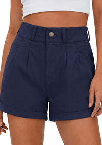 PRETTYGARDEN Womens Shorts Dressy Casual High Waisted Pleated Beach Vacation Tailored Summer Shorts with Pockets