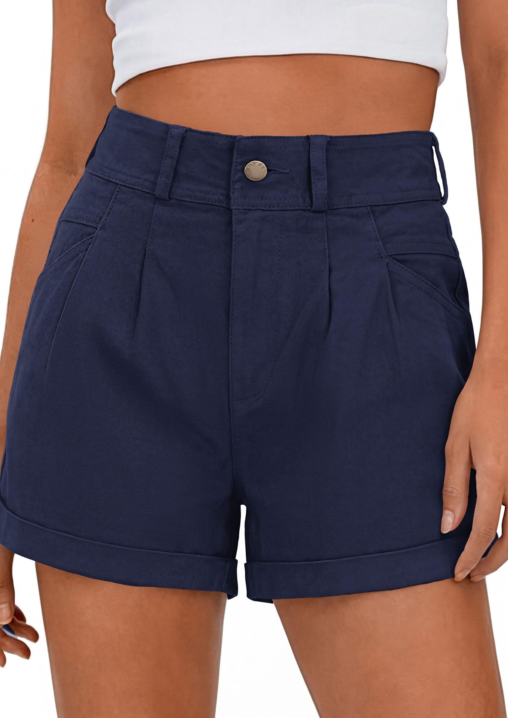 PRETTYGARDEN Womens Shorts Dressy Casual High Waisted Pleated Beach Vacation Tailored Summer Shorts with Pockets