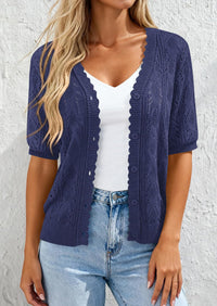 PRETTYGARDEN Short Sleeve Crochet Knit Summer Cardigans for Women Lightweight Button Down Hollow Out Sweater Beach Cover Up PRETTYGARDEN