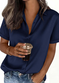 PRETTYGARDEN Women's Summer Button Down Shirts Short Sleeve Work Tops Dressy Blouses Spring Business Casual Outfits PRETTYGARDEN