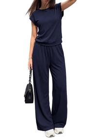 PRETTYGARDEN Women's Summer 2 Piece Lounge Sets Cap Sleeve Tops Wide Leg Pants Workout Sets Loose Casual Tracksuit PRETTYGARDEN