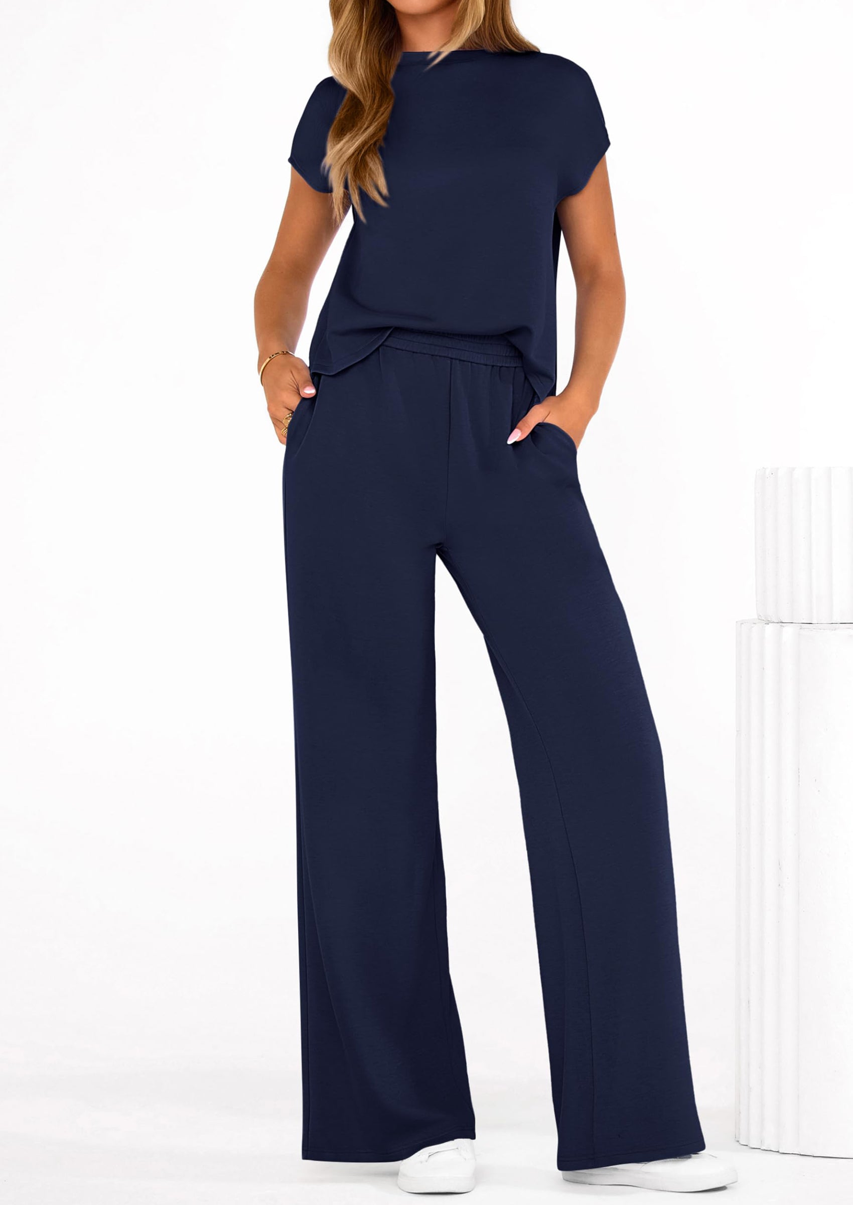 PRETTYGARDEN Womens 2 Piece Outfits Casual Cap Sleeve Lounge Set Summer Tracksuits Matching Sets Beach Fashion Travel Clothes PRETTYGARDEN