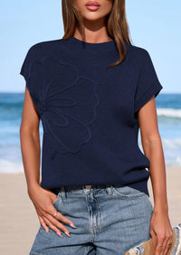 PRETTYGARDEN Women's Spring Sweater Vest Trendy Flower Knit Short Sleeve Cute Pullover Tank Tops Summer Fashion Clothing PRETTYGARDEN