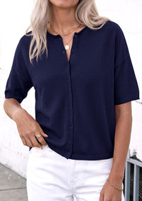 PRETTYGARDEN Women Spring Short Sleeve Cardigan Sweaters Button Down Knit Shirt Blouse Dressy Casual Tops Summer Outfits PRETTYGARDEN