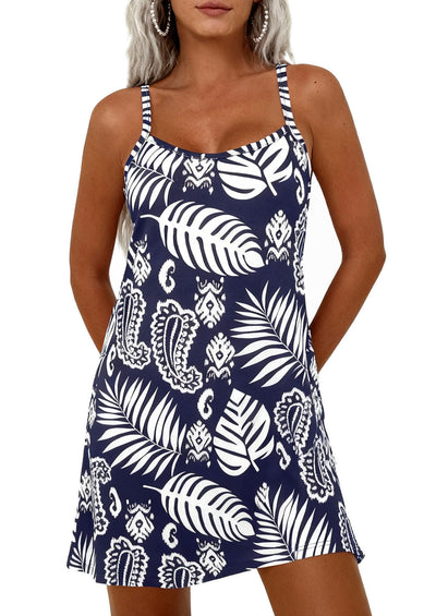 PRETTYGARDEN Women's Summer Dresses Casual Print Spaghetti Strap Sleeveless Sundress Beach Vacation Cover Ups PRETTYGARDEN