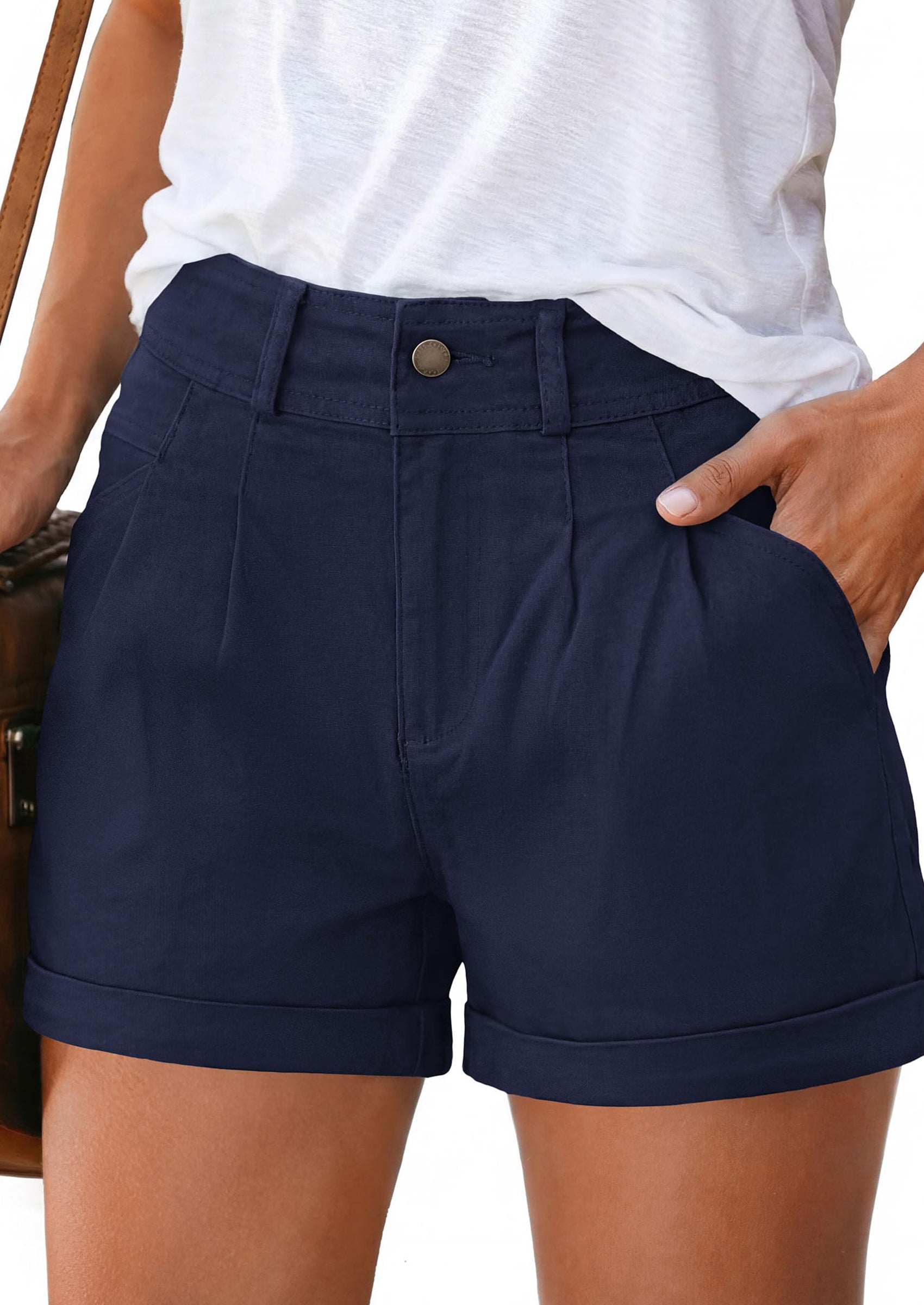 PRETTYGARDEN Womens Shorts Dressy Casual High Waisted Pleated Beach Vacation Tailored Summer Shorts with Pockets