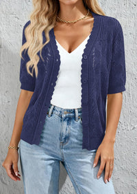 PRETTYGARDEN Short Sleeve Crochet Knit Summer Cardigans for Women Lightweight Button Down Hollow Out Sweater Beach Cover Up PRETTYGARDEN