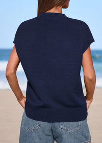 PRETTYGARDEN Women's Spring Sweater Vest Trendy Flower Knit Short Sleeve Cute Pullover Tank Tops Summer Fashion Clothing PRETTYGARDEN