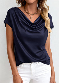 PRETTYGARDEN Blouses for Women Dressy Casual 2026 Summer Cowl Neck Short Sleeve Tops Spring Work Office Teacher Shirts PRETTYGARDEN