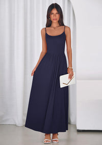 PRETTYGARDEN Womens Spaghetti Strap Maxi Dresses Sleeveless Summer Dress Long Casual Knit Flowy Beach Sundresses with Pockets PRETTYGARDEN