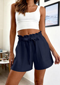 PRETTYGARDEN Summer Shorts for Women Casual Ruffle Drawstring High Waist Wide Leg Comfy Lounge Shorts Beach Cruise Outfits PRETTYGARDEN