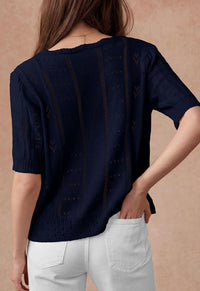 PRETTYGARDEN Womens Short Sleeve Crochet Knit Sweater Spring Fashion Button Down Lightweight Cardigans Summer Tops PRETTYGARDEN