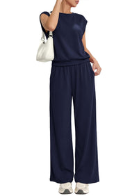 PRETTYGARDEN Women's Summer 2 Piece Lounge Sets Cap Sleeve Tops Wide Leg Pants Workout Sets Loose Casual Tracksuit PRETTYGARDEN