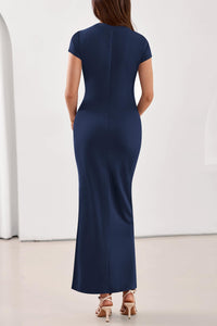 PRETTYGARDEN Womens Summer Maxi Dresses Casual Short Sleeve Crewneck Knit Slit T Shirt Dress Spring Long Beach Sundress PRETTYGARDEN