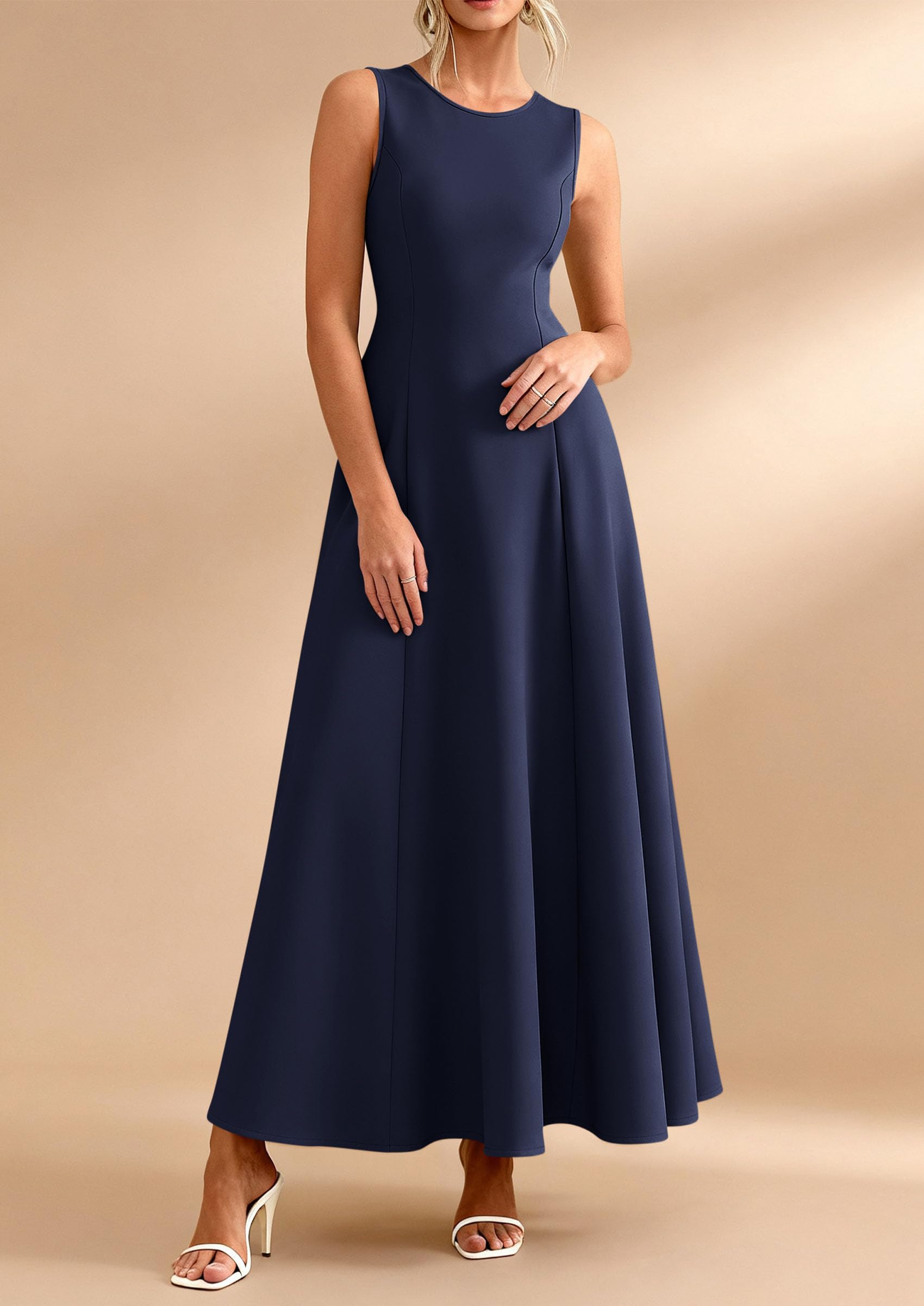 PRETTYGARDEN Women's Summer Tank Maxi Dress Spring Sleeveless Swing A Line Long Flowy Elegant Cocktail Dresses Pockets PRETTYGARDEN