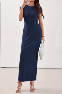 PRETTYGARDEN Womens Summer Maxi Dresses Casual Short Sleeve Crewneck Knit Slit T Shirt Dress Spring Long Beach Sundress PRETTYGARDEN