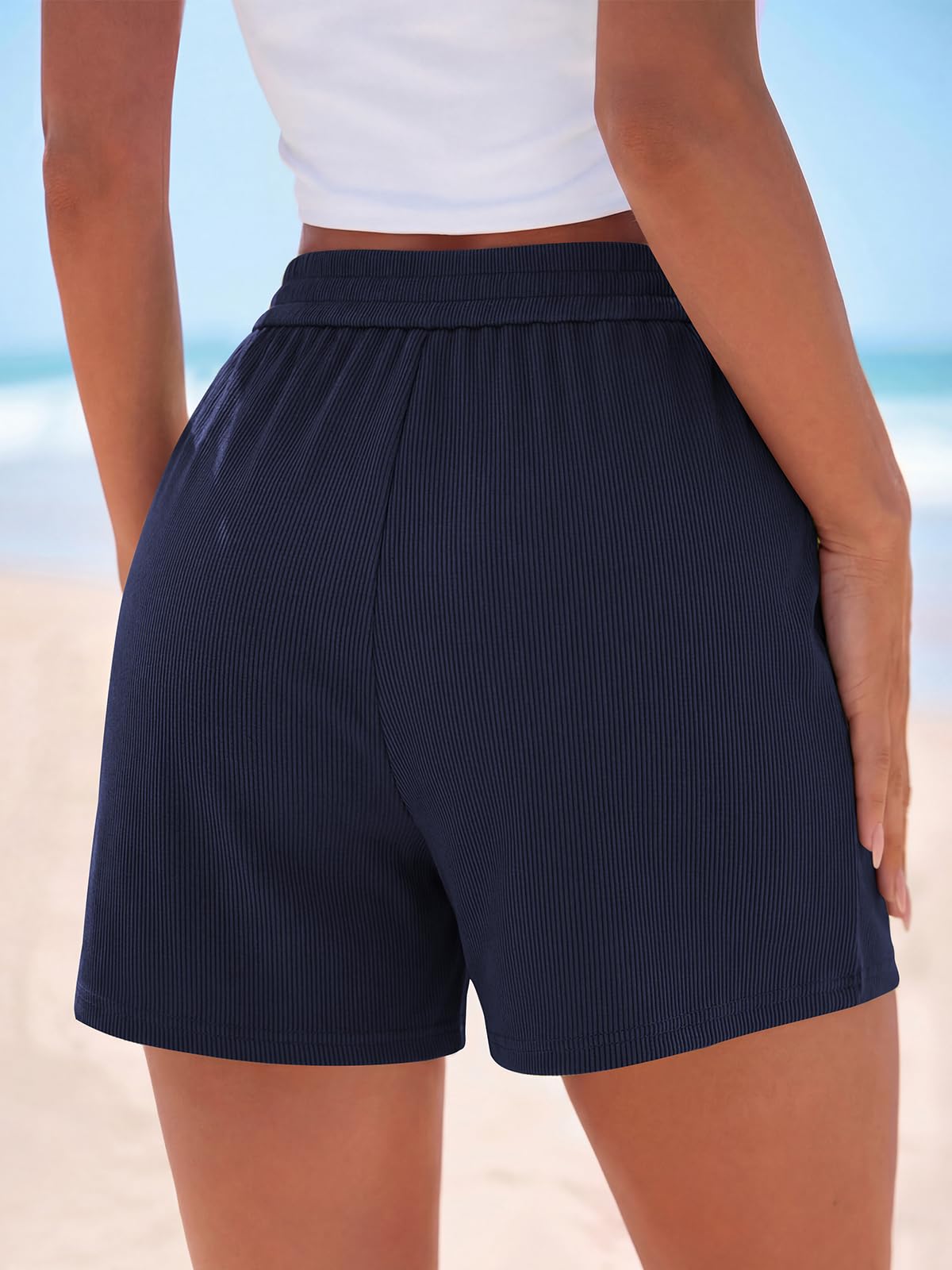 PRETTYGARDEN Flowy Summer Shorts for Women High Waisted Wide Leg Knitted Wide Leg Soft Pajama Shorts Women Vacation Outfits PRETTYGARDEN