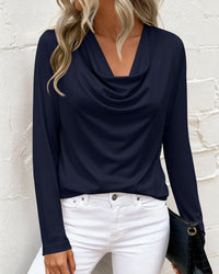 PRETTYGARDEN Womens Spring Tops Dressy Cowl Neck Long Sleeve Shirts Loose Business Casual Blouses Teacher Tunic Top PRETTYGARDEN