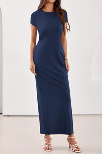 PRETTYGARDEN Womens Summer Maxi Dresses Casual Short Sleeve Crewneck Knit Slit T Shirt Dress Spring Long Beach Sundress PRETTYGARDEN