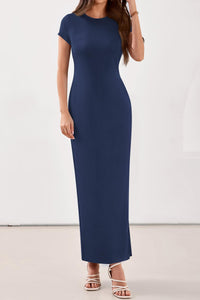 PRETTYGARDEN Womens Summer Maxi Dresses Casual Short Sleeve Crewneck Knit Slit T Shirt Dress Spring Long Beach Sundress PRETTYGARDEN