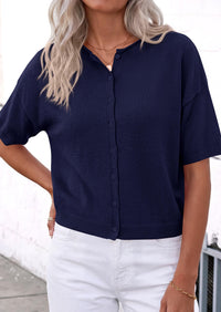 PRETTYGARDEN Women Spring Short Sleeve Cardigan Sweaters Button Down Knit Shirt Blouse Dressy Casual Tops Summer Outfits PRETTYGARDEN