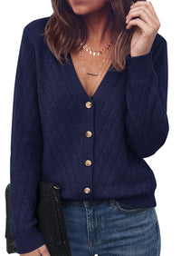 PRETTYGARDEN Women's Cozy Cardigan Sweater with Button | V Neck Long Sleeve Tops, Open Front for Fall Clothes 2026, Knit Winter Clothing, Solid Bussiness Casual & Vacation Outfits