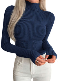 PRETTYGARDEN Long Sleeve T Shirts for Women Fall Fashion 2026 Mock Neck Fitted Ribbed Tee Tops Casual Basic Winter Clothing