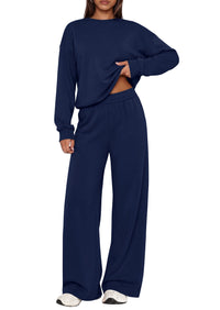 PRETTYGARDEN 2 Piece Lounge Sets for Women Casual Sweatsuits | Soft Stretchy,Drop Shoulder Crew Neck Sweatshirt & Wide Leg Pants,Workout Airport Matching Set Tracksuit,Fall Winter Outfits