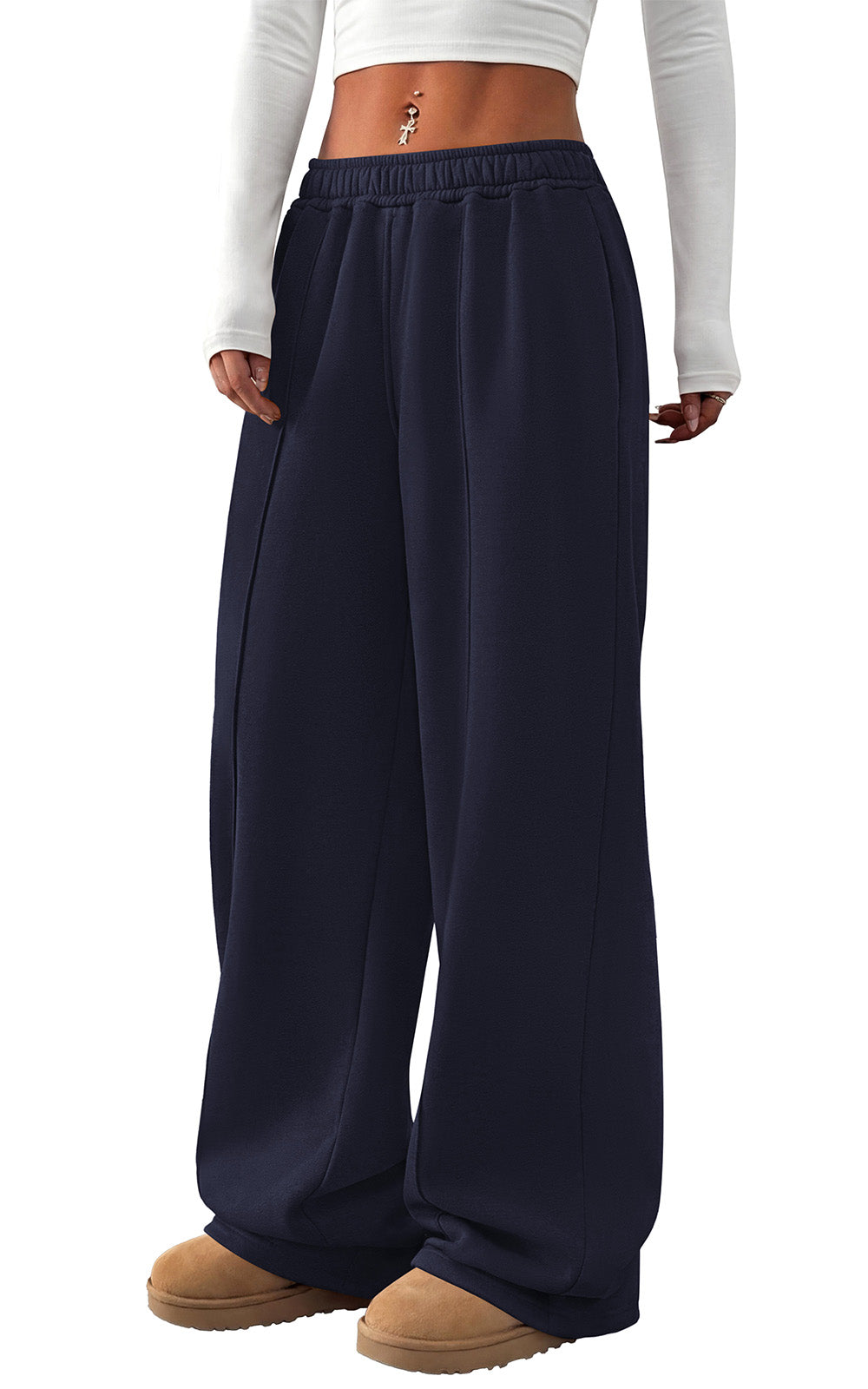 PRETTYGARDEN Fall Womens Sweatpants Baggy Wide Leg Pants with Pockets | Elastic Waist Loose Trousers Pants for Women, Pleated Front Soft Cotton Sweatpants Women, Fashion Outfits,Jogger Sweatpant