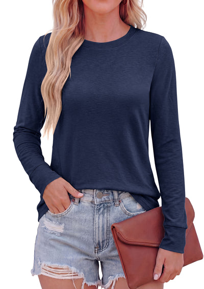 PRETTYGARDEN Long Sleeve Tshirts Shirts for Women Clothing Fall Fashion 2026 Basic Tees Casual Blouses Crew Neck Winter Tops