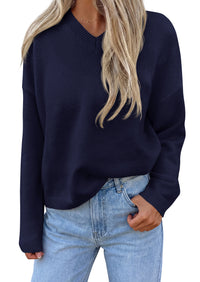 PRETTYGARDEN Women's Fall Fashion V Neck Cozy Sweaters | Soft Stretchy Warm, Chunky Knit Pullover, Loose Fit Long Sleeve Tops, Dressy Casual Blouses,Trendy Holiday Winter Outfits